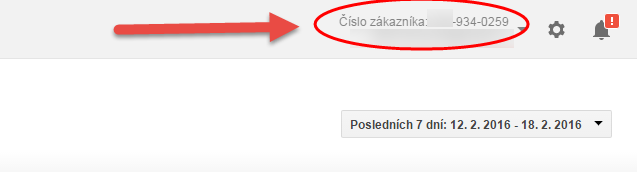 Číslo zákazníka v AdWords