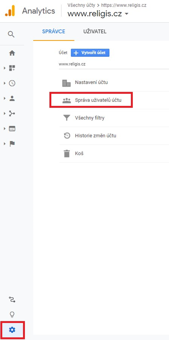 Správa uživatelů v Google Analytics
